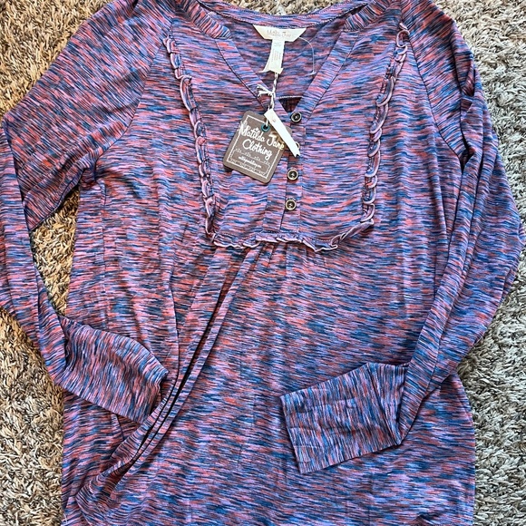 NWT Matilda Jane Purple Heather Planetarium Ruffles Long-Sleeve Top Sz XS - Picture 1 of 5